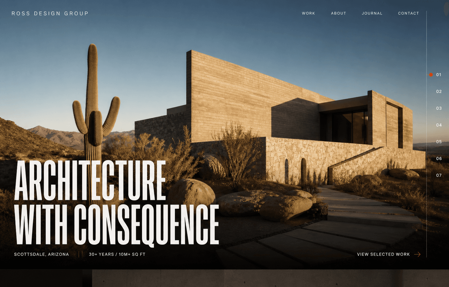 Ross Design Group Desert Monument website concept
